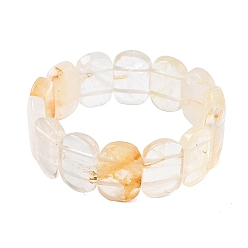 Yellow Hematoid Quartz Браслеты из натуральных желтых гематоидных бусин кварца для женщин и мужчин, овальные, 1 дюйм (2.4 см), внутренний диаметр: 2-1/2 дюйм (6.45 см)