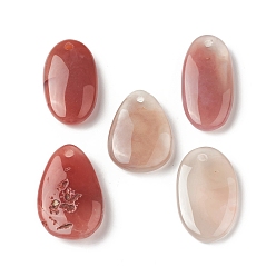 Natural Agate Natural Agate Pendants, Geometric Charms, Teardrop & Oval & Rectangle, Mixed Shapes, 30~35.5x17.5~21x6~8mm, Hole: 2~2.5mm