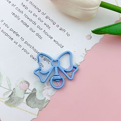 Dodger Blue Bowknot Baking Painted Alloy Swivel Keychain Clasps, Keychain Clasp Findings, Dodger Blue, 39x33mm