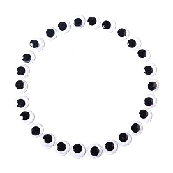 Black Black & White Plastic Wiggle Googly Eyes Cabochons, DIY Scrapbooking Crafts Toy Accessories with Label Paster on Back, Black, 12mm, 100pcs/bag