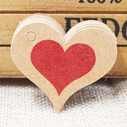 BurlyWood Paper Gift Tags, Hang Tags, For Arts and Crafts, For Valentine's Day, Thanksgiving, Heart with Word Thank You, BurlyWood, 32x39x0.4mm, Hole: 4mm