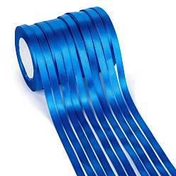 Blue Single Face Solid Color Satin Ribbon, for Gift Packaging, Party Decoration, Blue, 5/8 inch(15~16mm), about 25yards/roll(22.86m/roll), 10rolls/group