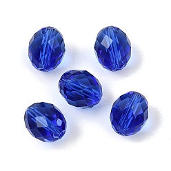 Midnight Blue K9 Glass Beads, Glass Imitation Austrian Crystal Beads, Oval, Faceted, Midnight Blue, 10x8mm, Hole: 1.2~1.4mm