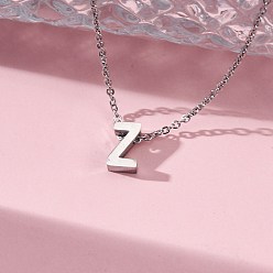 Letter Z 304 подвесные из нержавеющей стали ожерелья, буквы, Письмо Z, 15.94 дюйм(40.5см)~16.14 дюйм(41см)+54мм удлинитель, буквы: 10x6x4 мм.