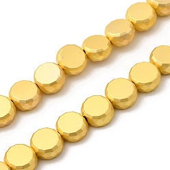 Матовый Золотой Стеклянные бусины с гальваническим покрытием , барабан, граненые, матовый золотой, 10x5 мм, отверстие : 1 мм, около 43 шт / нитка, 15.75~16.14'' (40~41 см)