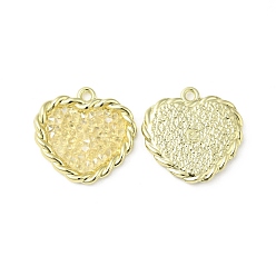 Jonquil Rhinestone Pendants, with Light Gold Plated Brass Findings, Heart, Cadmium Free & Lead Free, Jonquil, 21.5x21.5x3mm, Hole: 1.8mm