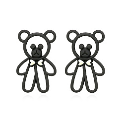 The main color Minimalist Resin Color Block Bear Earrings, Vintage Fashion Studs for Women