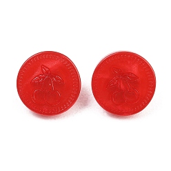 Красный 1-отверстия, стержень из полимерного сплава, плоский круглый с вишневым рисунком, золотые, красные, 11~11.5x6.5~7 мм, отверстие : 3x2 мм