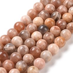 Sunstone Round Natural Sunstone Beads Strands, 4mm, Hole: 0.6mm, about 88pcs/strand, 15.4 inch