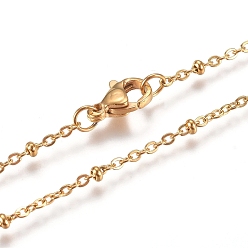 Golden 304 Stainless Steel Cable Chains/Satellite Chains Necklaces, with Rondelle Beads and Lobster Claw Clasps, Golden, 17.52x0.06 inch(44.5x0.15cm)