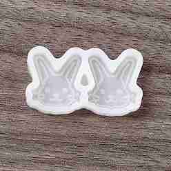 Rabbit Easter Theme Ear Stud Ornament Silicone Molds, Resin Casting Molds, for UV Resin & Epoxy Resin Craft Making, Rabbit Pattern, 19x33x5mm, Inner Diameter: 11x14mm