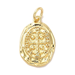 Real 14K Gold Plated Brass Pendants, with Jump Ring, Oval, Real 14K Gold Plated, 18x12x1.5mm, Hole: 3.5mm