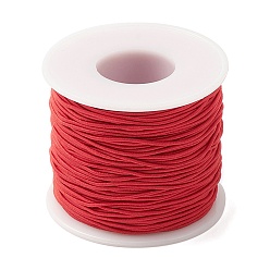 Red Round Polyester Elastic Cord, Adjustable Elastic Cord, with Spool, Red, 1mm, about 49.21 Yards(45m)/Roll