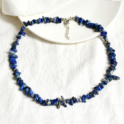 lapis lazuli Beachy Purple Crystal Collar Necklace for Women - Unique Stone Chips and Beads Jewelry