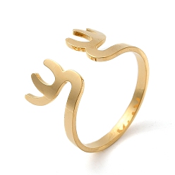 Golden 304 Stainless Steel Cuff Rings, Hollow Open Finger Ring for Women, Christmas Antler Shape, Golden, US Size 8 1/2(18.5mm)