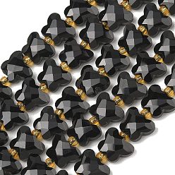 Обсидиан Природные обсидиана бисер нитей, бабочка, граненые, с бисером, 7~8x9.5~10.5x4~4.5 мм, отверстие : 0.9~1 мм, около 44~46 шт / нитка, 14.37'' (36.5 см) ~ 14.96'' (38 см)