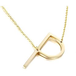 Golden P Stylish 26-Letter Alphabet Necklace for Women - Fashionable European and American Jewelry Accessory