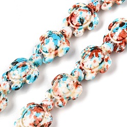 Античный Белый Синтетические бусины, окрашенные в бирюзовый цвет, эффект впрыска топлива, Морская черепаха, старинный белый, 17~18x14~14.5x7 мм, отверстие : 1.6 мм, около 22~23 шт / нитка, 14.96''~15.35'' (38~39 см)