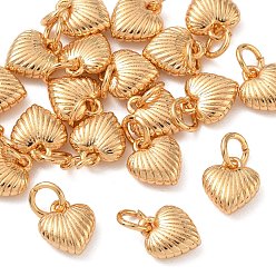 Echt 18 k vergoldet Shegrace Messinganhänger, geriffelte Herzanhänger, Nickel frei, echt 18 k vergoldet, 9x8x3.5 mm, Bohrung: 3.5 mm