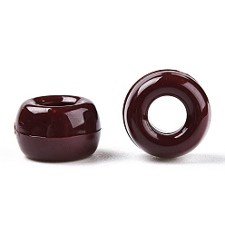 Coconut Brown Opaque Plastic Beads, Barrel, Coconut Brown, 9x6mm, Hole: 3.8mm, about 1950pcs/500g