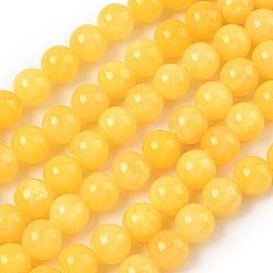 Золотистый Природный нефрит машан бусины нитки, окрашенные, круглые, золотые, 10 мм, отверстие : 1.2 мм, около 42 шт / нитка, 16 дюйм