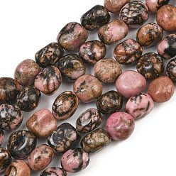 Rhodonite Rhodonite naturelles brins de perles, nuggets, 9~11x8~10x6~10mm, Trou: 0.8mm, Environ 18~19 pcs/chapelet, 6.89~7.28'' (17.5~18.5 cm)