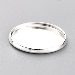 Silver 304 Stainless Steel Cabochon Settings, Plain Edge Bezel Cups, Flat Round, Silver, 20x2mm, Tray: 18mm