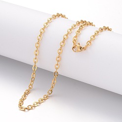 Golden Ion Plating(IP) 304 Stainless Steel Necklace, Cable Chains, with Lobster Clasps, Golden, 19.69 inch(50cm), 2mm