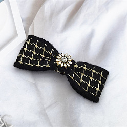 single layer Chic Plaid Pearl Butterfly Hair Clip for Women's Elegant Hairstyle