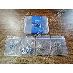 Mixed Color Unicraftale 8Pcs 201 Stainless Steel Links Connectors, Cut, for Mother's Day, Word & Flat Round and 60Pcs 304 Stainless Steel Open Jump Rings, Mixed Color, Link: 6.5~19x15~16x1mm, Hole: 1~1.2mm