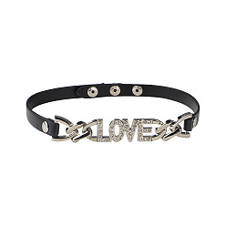 Model three silver Edgy Gothic Punk Alloy Diamond Choker with Dark Clasp and Chain Bracelet Set