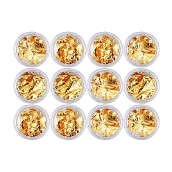Golden Gold Foil Nail Art Tinfoil Stickers Decals, For Nail Tips Decorations, Golden, 7cm, about 12 box/set