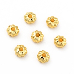 Real 18K Gold Plated Rack Plating Alloy Beads, Long-Lasting Plated, Cadmium Free & Lead Free, Pumpkin, Real 18K Gold Plated, 5.5x3mm, Hole: 1.7mm