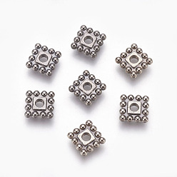 Gunmetal Tibetan Style Spacer Beads, Lead Free & Cadmium Free, Square, Gunmetal, 7x7x2mm, Hole: 2mm