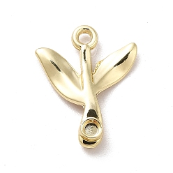 Golden Alloy Pendant Cabochon Settings, Grass, Golden, Tray: 2mm, 16x13x3mm, Hole: 1.5mm
