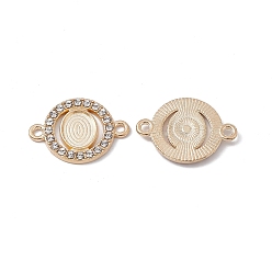 Light Gold Alloy Cabochon Connector Settings, with Rhinestone, Flat Round Connector Charm, Light Gold, 17.5x24x2mm, Hole: 2mm, Oval Tray: 11x8mm