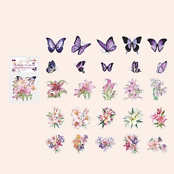 Pourpre 50pcs autocollants décoratifs papillon et fleur pour animaux de compagnie, pour scrapbooking diy, pourpre, 65x65mm