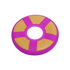 Magenta Silicone Luminous Flying Disc, Glow in the Dark Pet Dog Chewing Toys Supplies, Magenta, 186x21mm