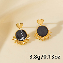 Золотой 304 серьги-гвоздики в форме сердца из нержавеющей стали, золотые, 17x14 мм