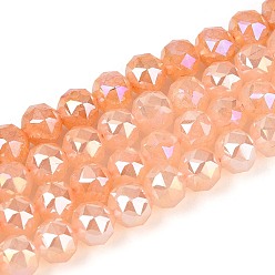 Сэнди Коричневый Антикоррозийные гальванические стеклянные бусины, круглые, имитация нефрита, градиент цвета, граненые, песчаный коричневый, 5.5~6 мм, отверстие : 1~1.2 мм, около 65~69 шт / нитка, 13.58~14.76'' (34.5~37.5 см)