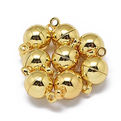 Настоящее золото 24K Стеллаж гальванический латунные магнитные застежки с петлями, сильный магнит n 45, долговечный, круглые, реальный 24 k позолоченный, 14.5x8 мм, отверстие : 1.6 мм