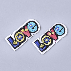 Colorful Computerized Embroidery Cloth Iron On Patches, Costume Accessories, Appliques, Word Love, Colorful, 21x49x2mm