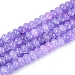 Medium lila Glasperlen Stränge, Nachahmung Amethyst, Rondell, gefärbt, Medium lila, 8~8.5x4.5~5 mm, Bohrung: 1~1.2 mm, ca. 155~159 Stk. / Strang, 30.12~31.30 Zoll (76.5~79.5 cm)