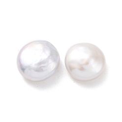 Antique White Natural Keshi Pearl Beads, Cultured Freshwater Pearl, No Hole/Undrilled, Flat Round, Antique White, 12x5~6mm