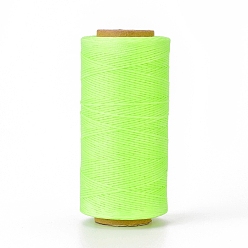 Lawn Green Waxed Polyester Cord, Micro Macrame Cord, Waxed Sewing Thread, Flat, Lawn Green, 0.8mm, about 284.33 yards(260m)/roll