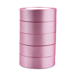 Flamingo Single Face Satin Ribbon, Polyester Ribbon, Flamingo, 1 inch(25mm) wide, 25yards/roll(22.86m/roll), 5rolls/group, 125yards/group(114.3m/group)
