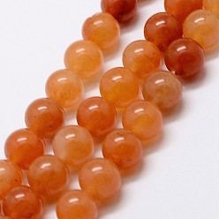 Red Aventurine Natural Red Aventurine Bead Strands, Round, 8mm, Hole: 1mm, about 48pcs/strand, 15 inch