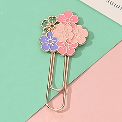 Pink Alloy Enamel Bookmarks, Sakura Book Marking Clips, Pink