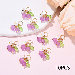 Средняя Орхидея 10 шт. Стеклянные подвески, вишня, с 304 соединительными кольцами из нержавеющей стали и искусственным жемчугом из смолы, средне орхидеи, 18 мм