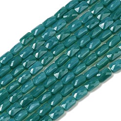 чирок Непрозрачное стекло бисер нитей, прямоугольные, граненые, зелено-синие, 7x4.5x3.5 мм, отверстие : 0.9 мм, около 79~80 шт / нитка, 21.65''~22.24'' (55~56.5 см)